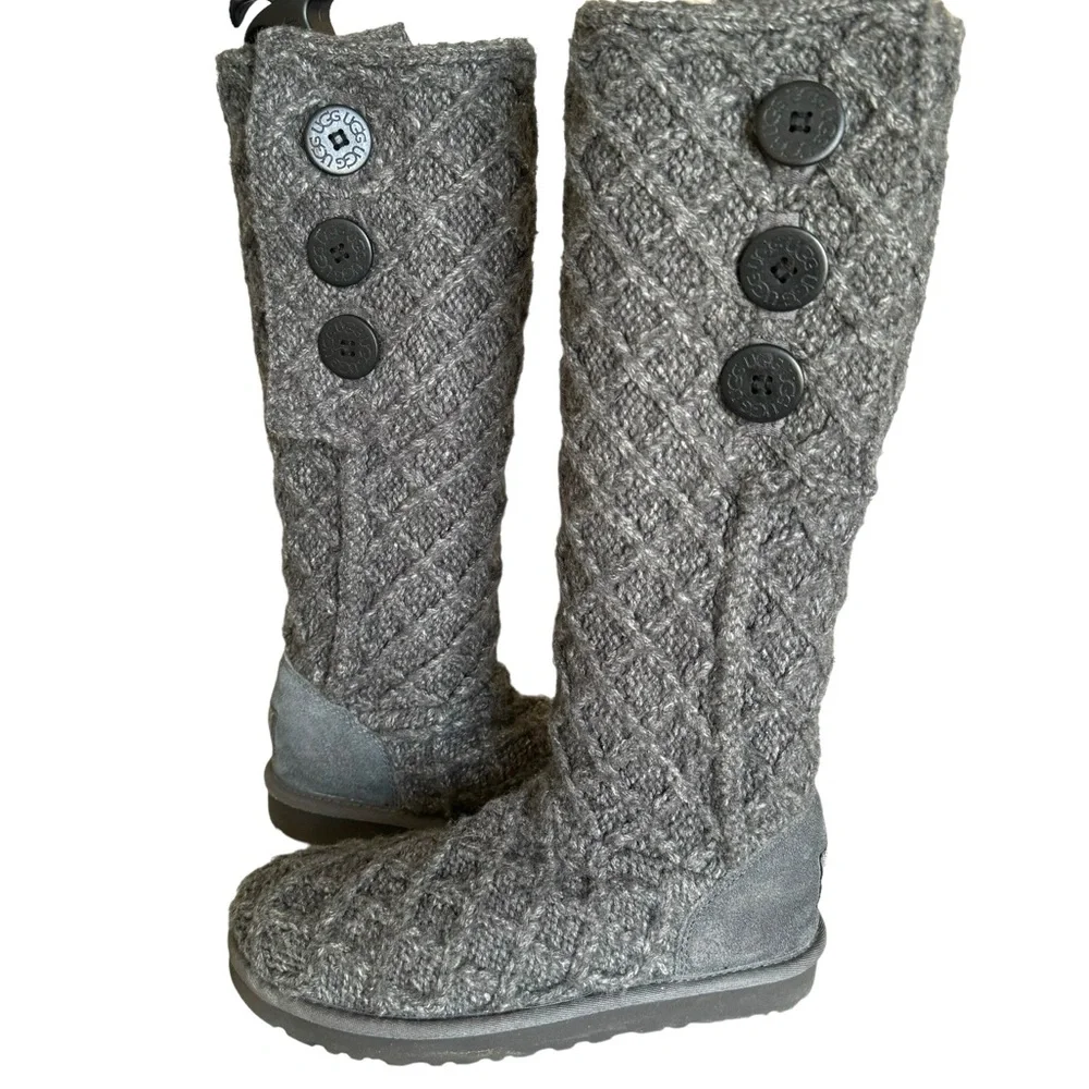 UGG Women’s Cardy Knit Boots Grey Tall Boots